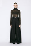 Wool and Mohair Tuck Wide-Leg Pants