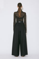 Wool and Mohair Tuck Wide-Leg Pants