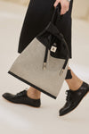 XL Market Leather & Canvas Tote Bag