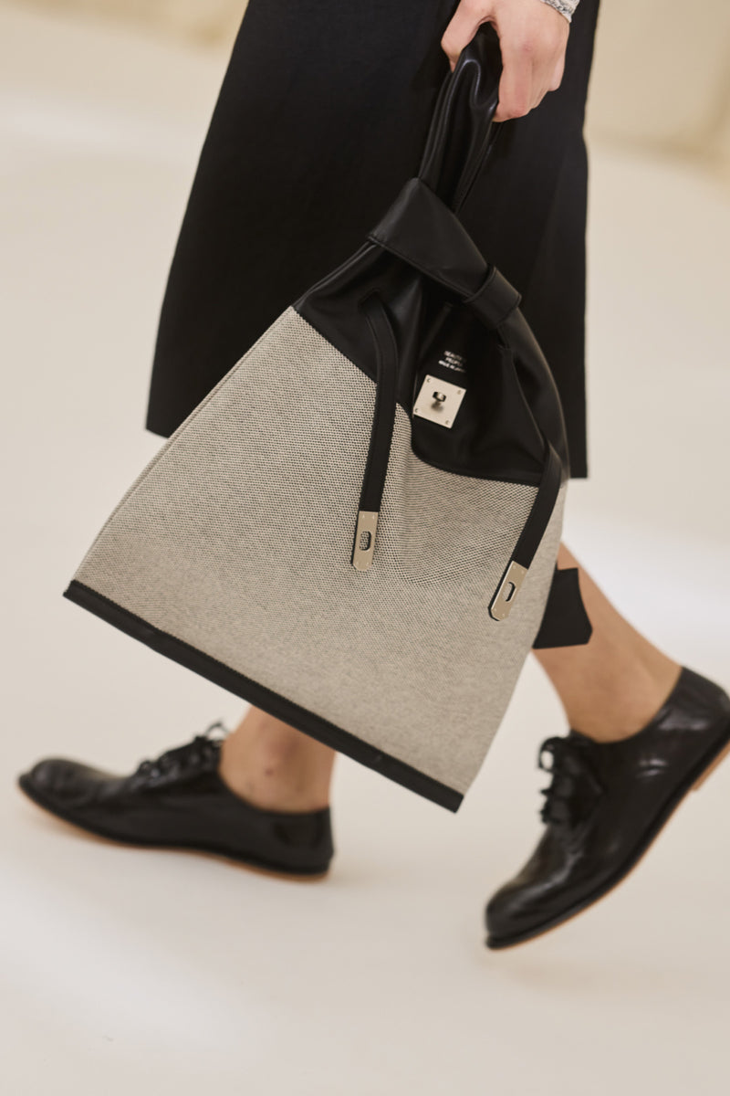 XL Market Leather & Canvas Tote Bag