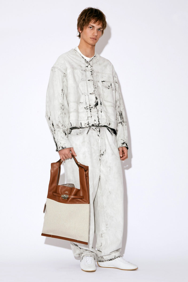 XL Market Leather & Canvas Tote Bag