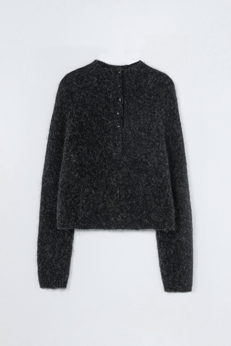 Baby Alpaca-Blended Polo Sweater