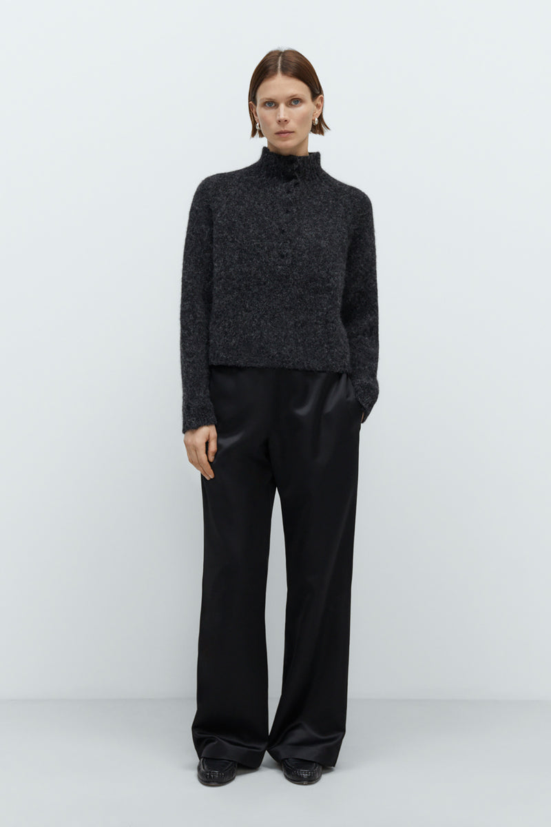 Baby Alpaca-Blended Polo Sweater