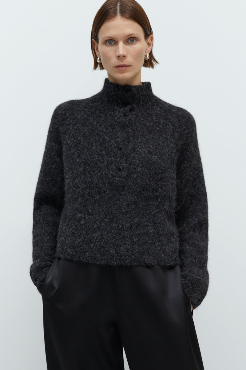 Baby Alpaca-Blended Polo Sweater