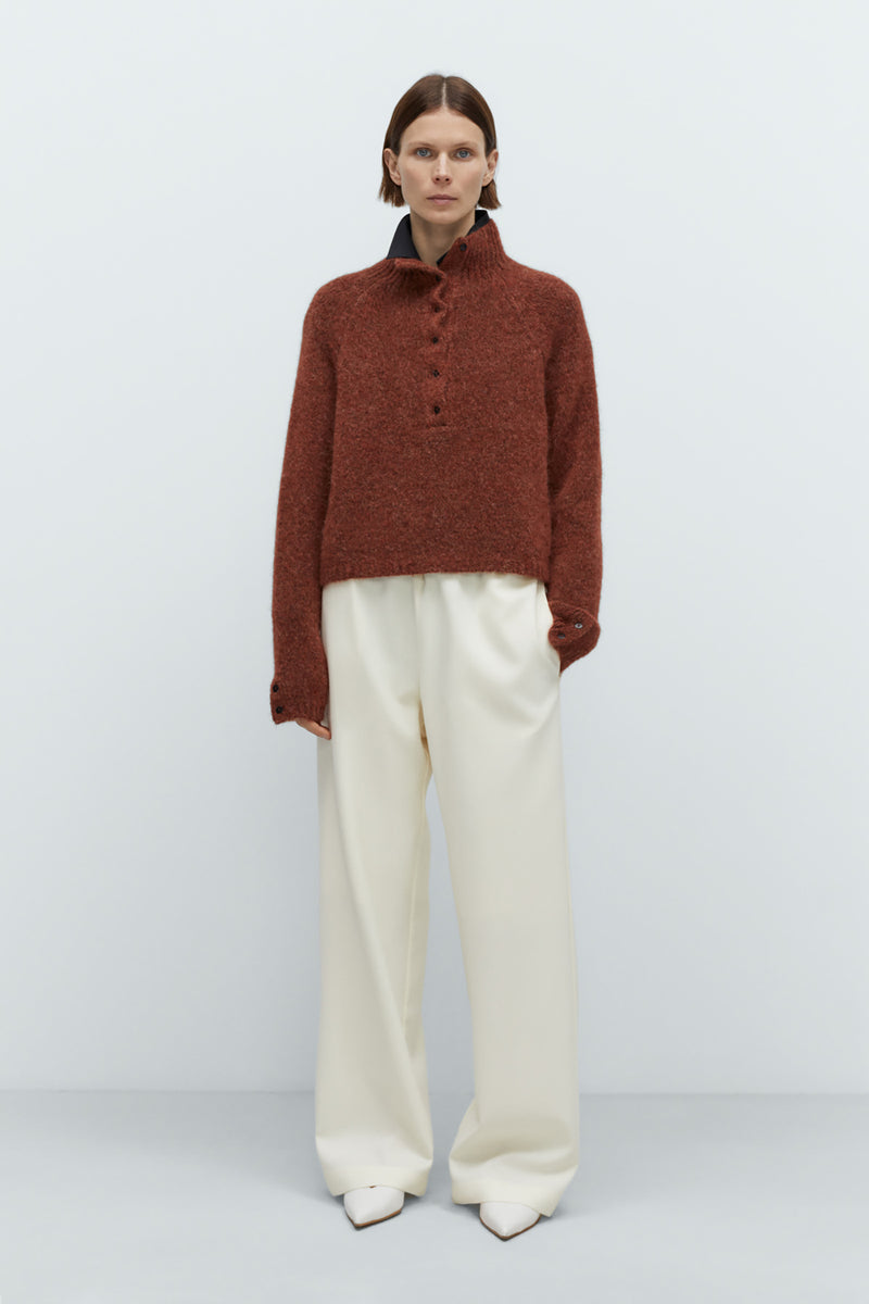 Baby Alpaca-Blended Polo Sweater