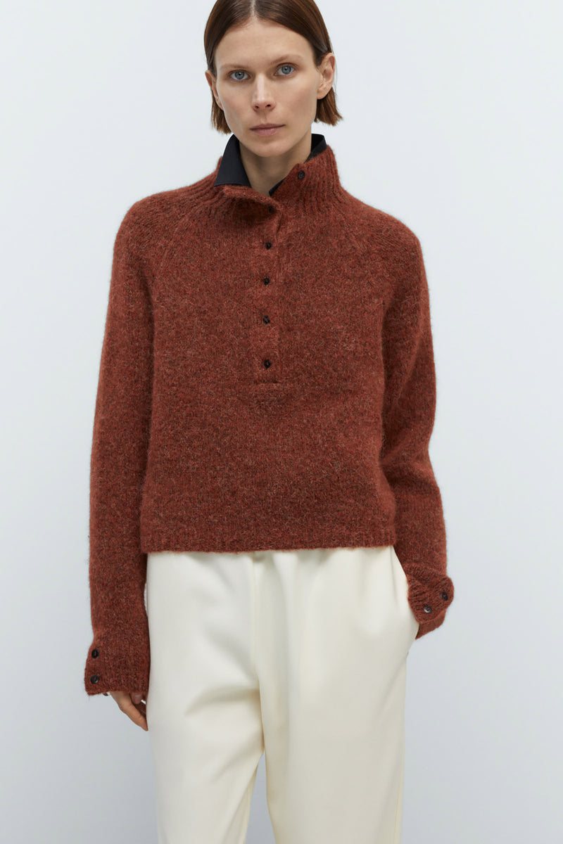 Baby Alpaca-Blended Polo Sweater