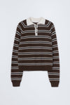 Merino Wool Striped Polo Sweater