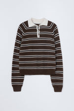 Merino Wool Striped Polo Sweater