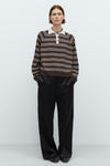 Merino Wool Striped Polo Sweater