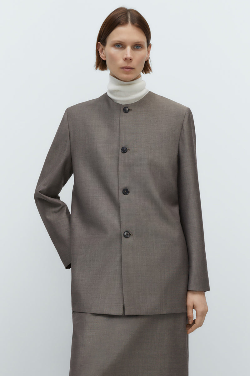 Round Neck Mohair Blazer