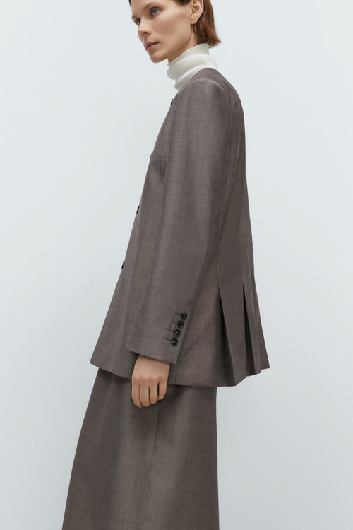 Round Neck Mohair Blazer