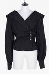 Rose Jacquard Stripe Sailor Collar Blouse