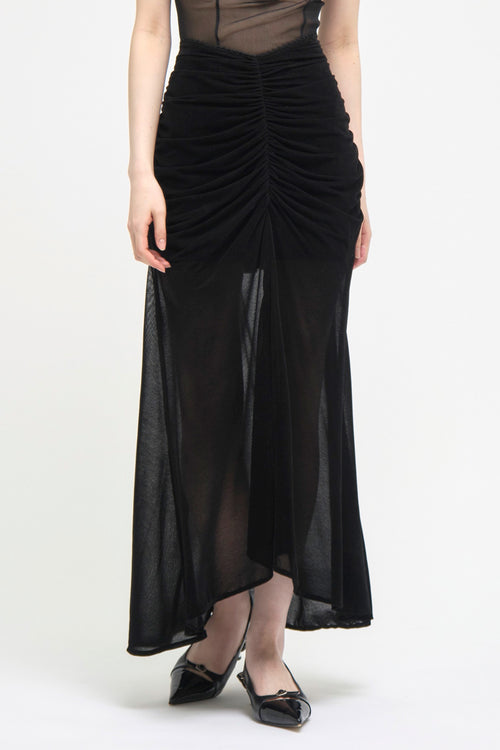 Velvet Tulle Gathered Skirt