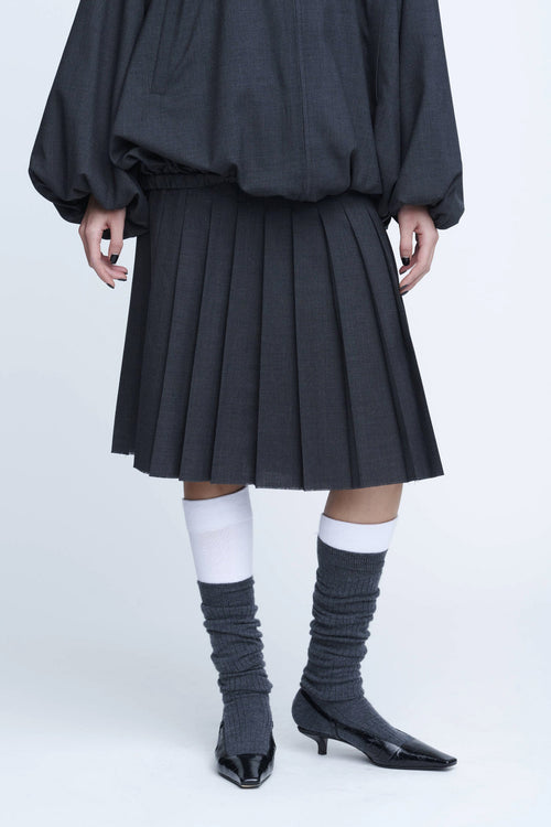 Wool Wrap Pleats Skirt