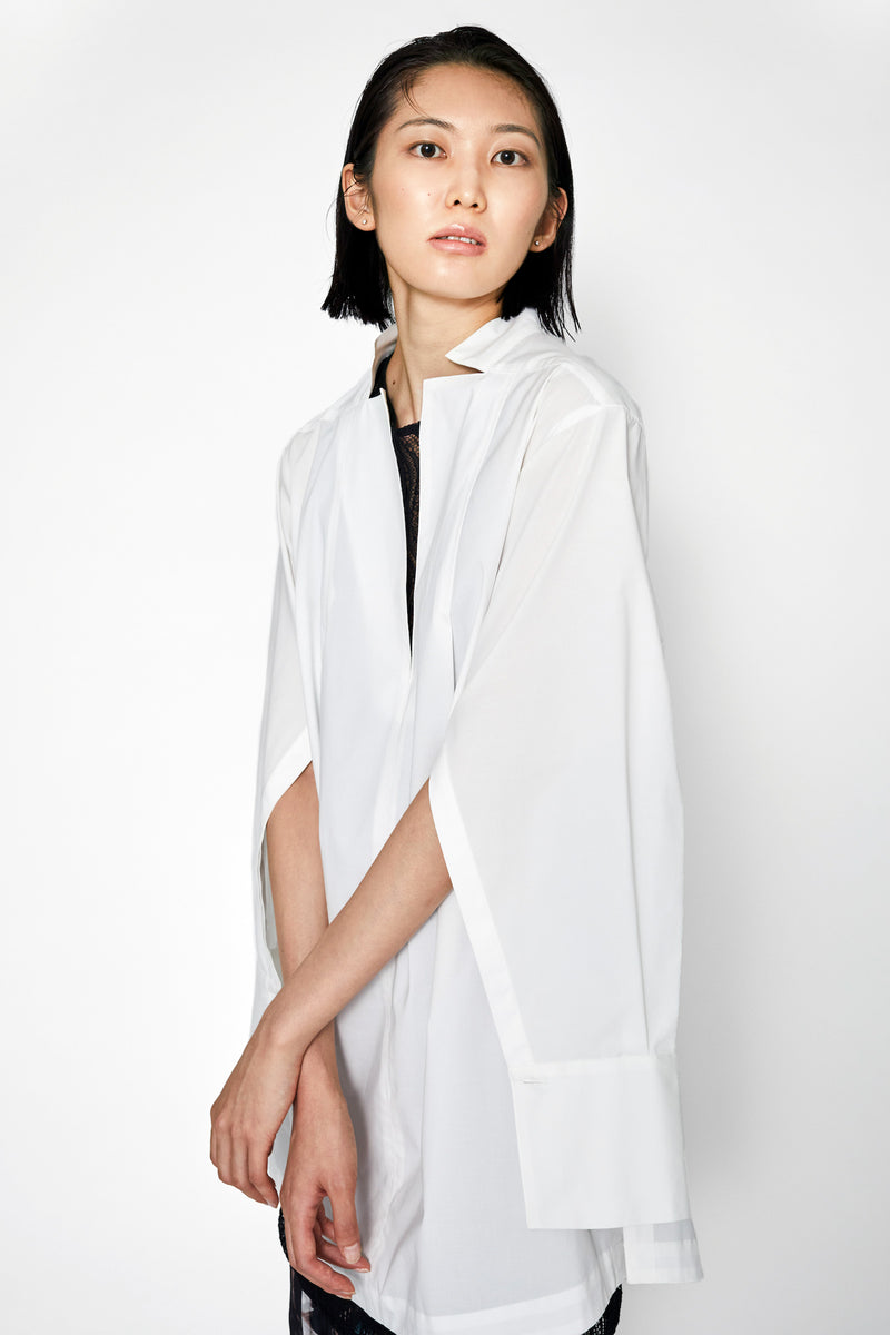Slit Skipper Cotton Shirt