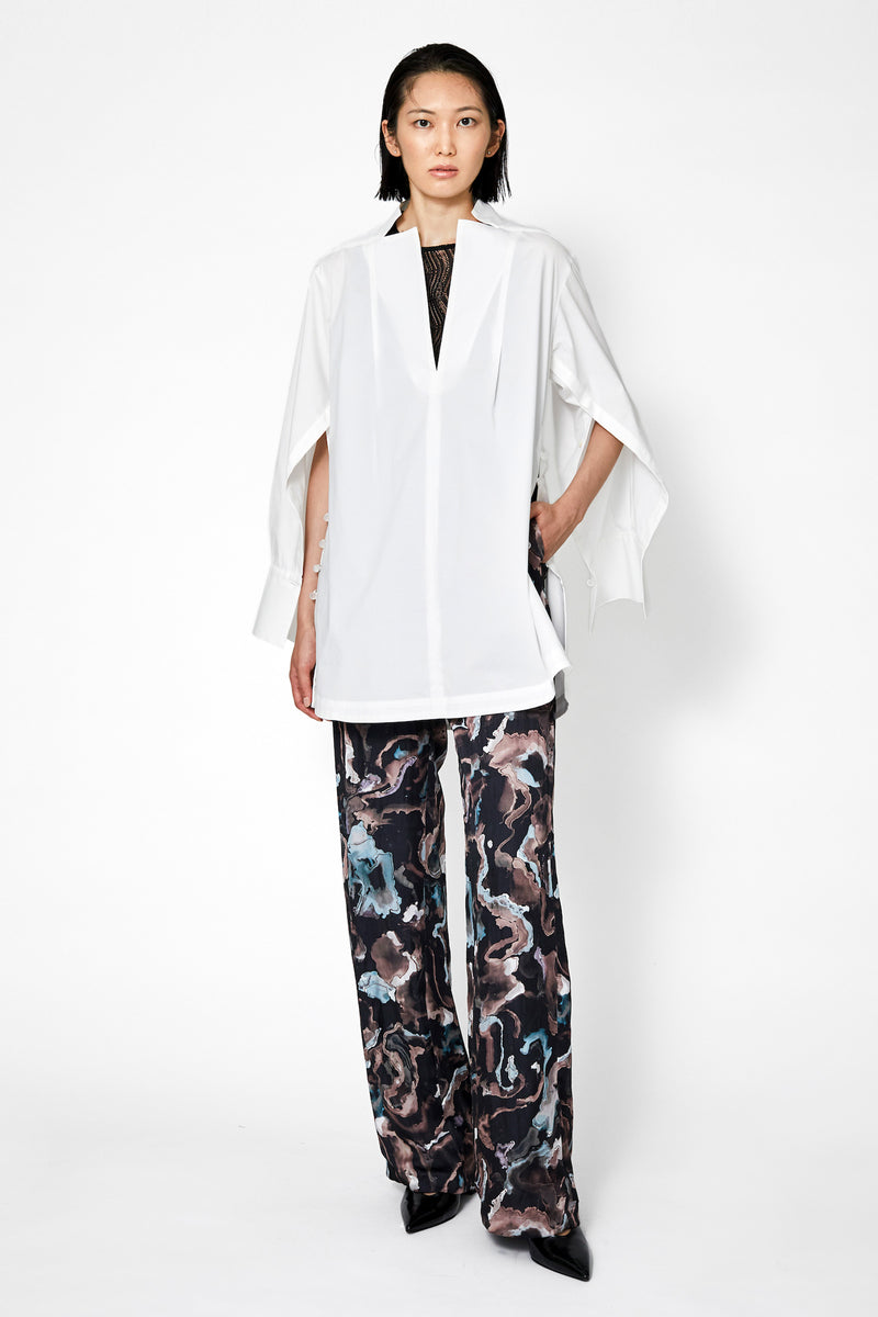 Slit Skipper Cotton Shirt