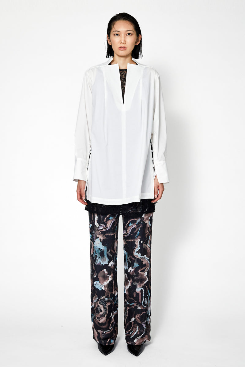 Slit Skipper Cotton Shirt