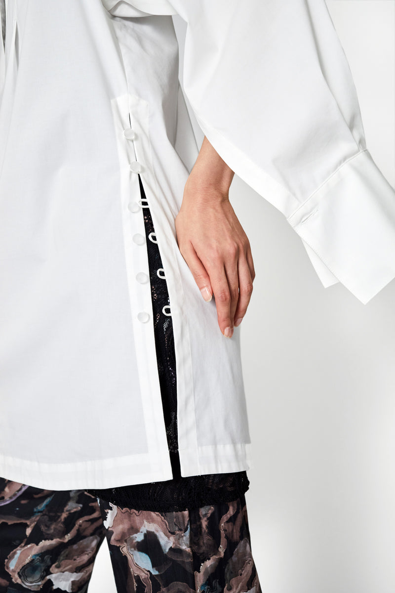 Slit Skipper Cotton Shirt