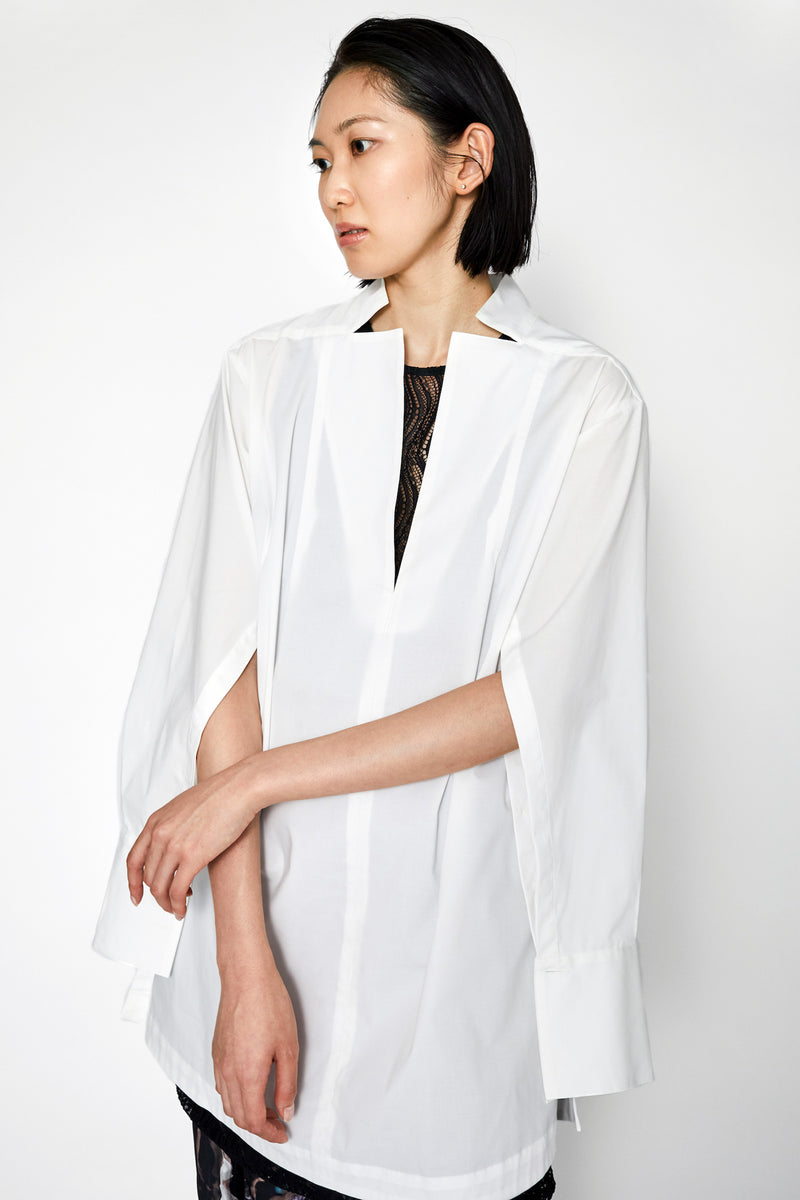 Slit Skipper Cotton Shirt