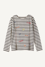 Embroidery Cotton Striped T-Shirt