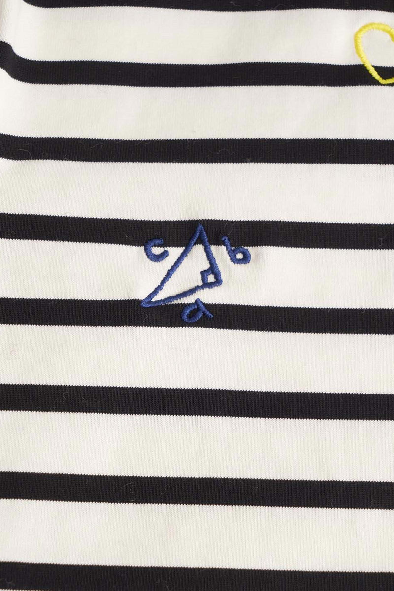 Embroidery Cotton Striped T-Shirt