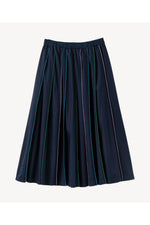 Cotton-Blended Pleated Midi Skirt