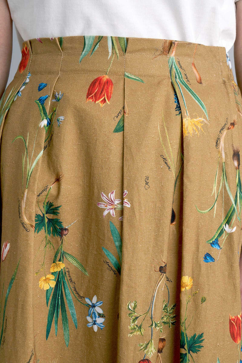 Floral-Print Cotton Midi Skirt