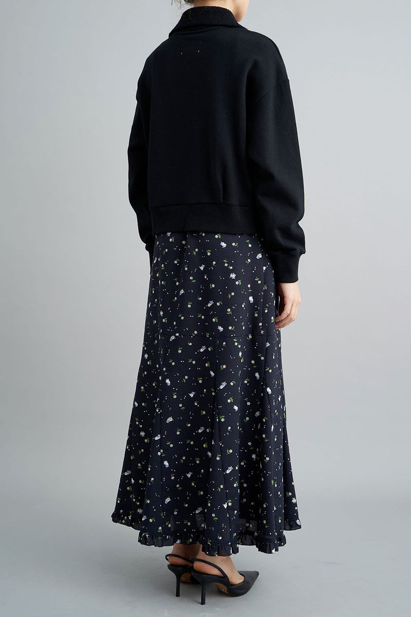 Cat-Print Flared Skirt