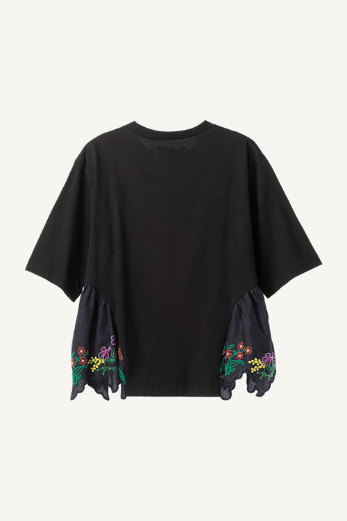 Flower Embroidery Cotton T-Shirt