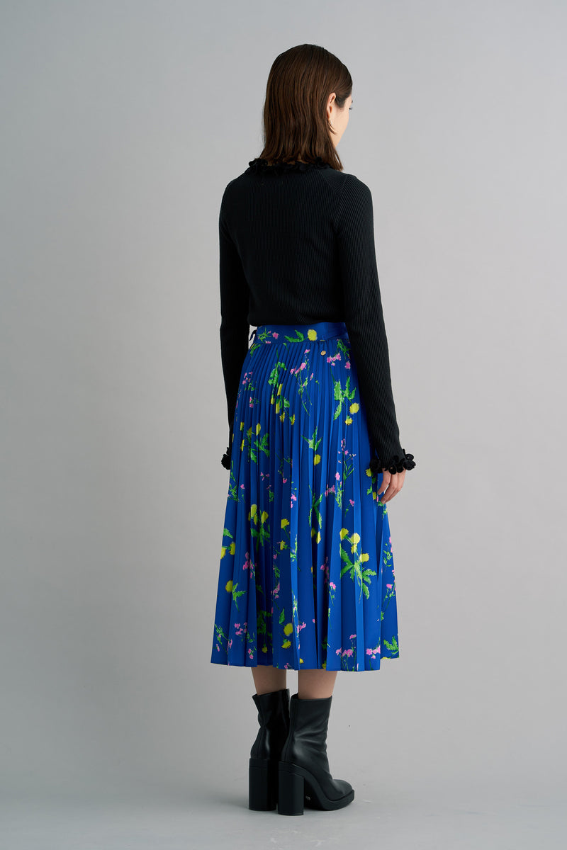 Dandelion Print Pleated Skirt