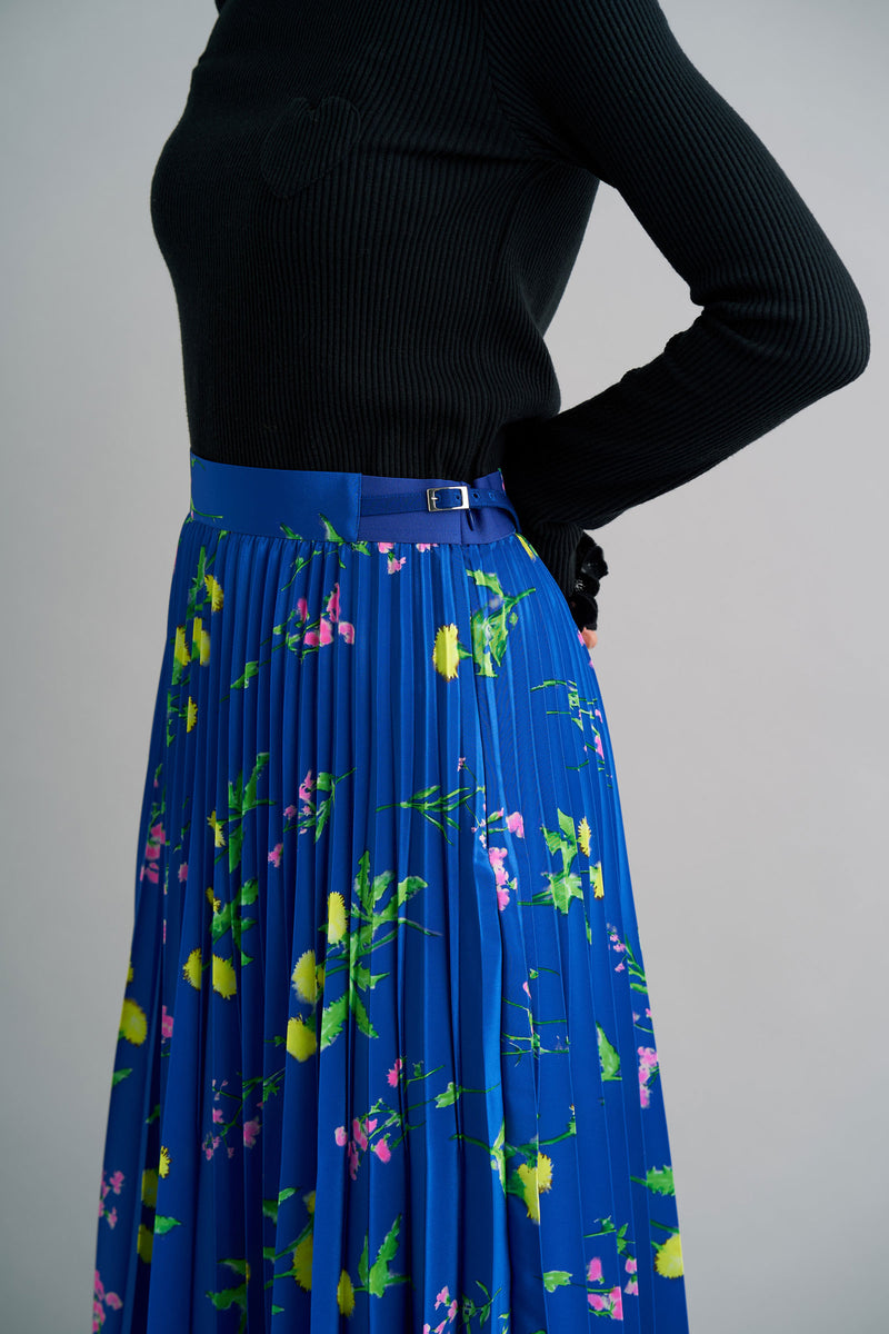 Dandelion Print Pleated Skirt