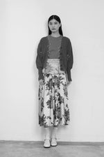 Rose-Print Polyester Midi Skirt