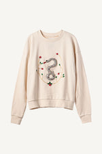 Snake Motif Cotton Sweatshirt