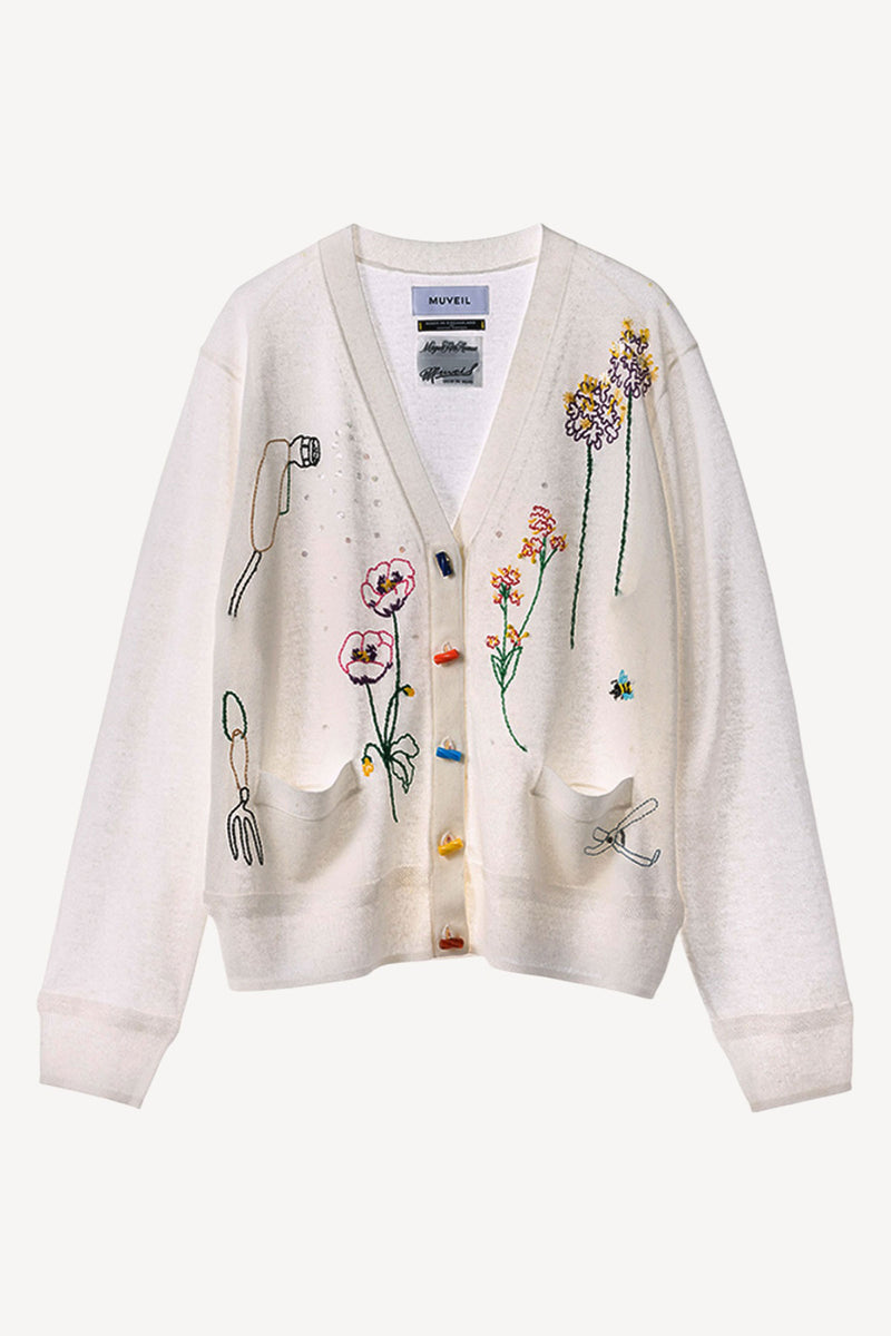 Gardening Embroidery Cardigan