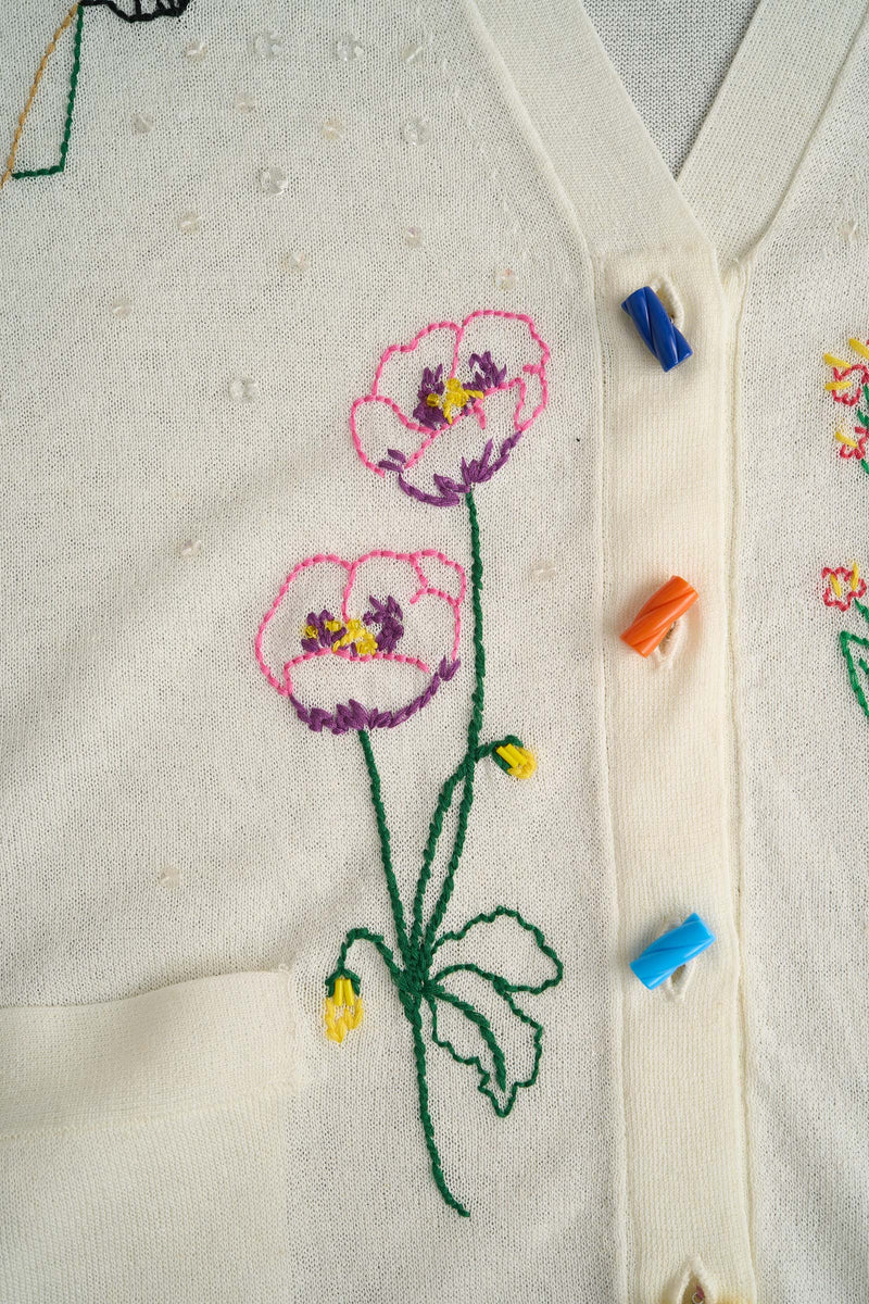 Gardening Embroidery Cardigan