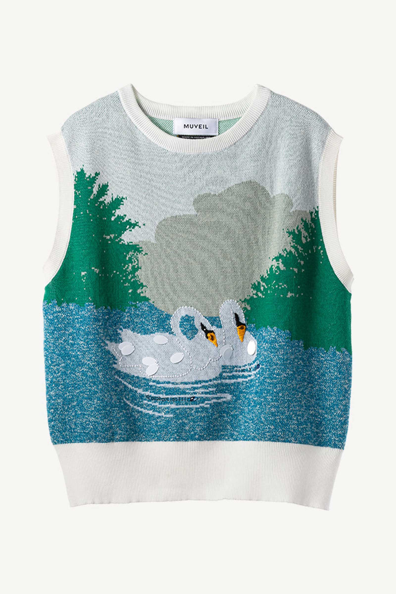 Swan Cotton Knit Vest