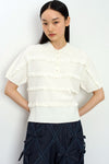 Lace Cotton Polo Knit Top