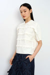 Lace Cotton Polo Knit Top