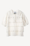 Lace Cotton Polo Knit Top