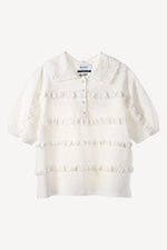 Lace Cotton Polo Knit Top