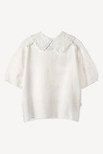 Lace Cotton Polo Knit Top