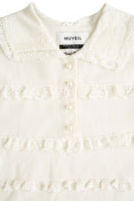 Lace Cotton Polo Knit Top