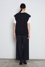 Cotton-Blended Tweed Vest Jacket