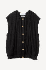 Cotton-Blended Tweed Vest Jacket
