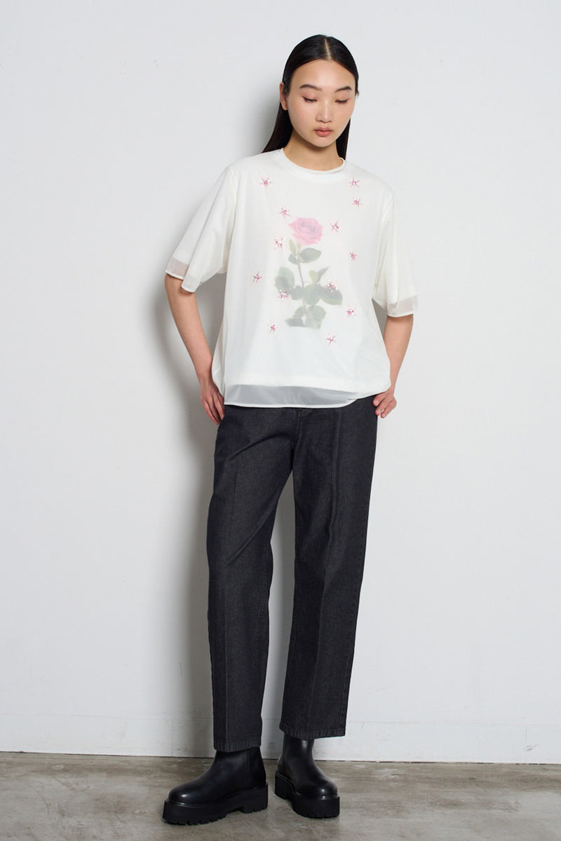 Ribbon Cotton Denim Pants