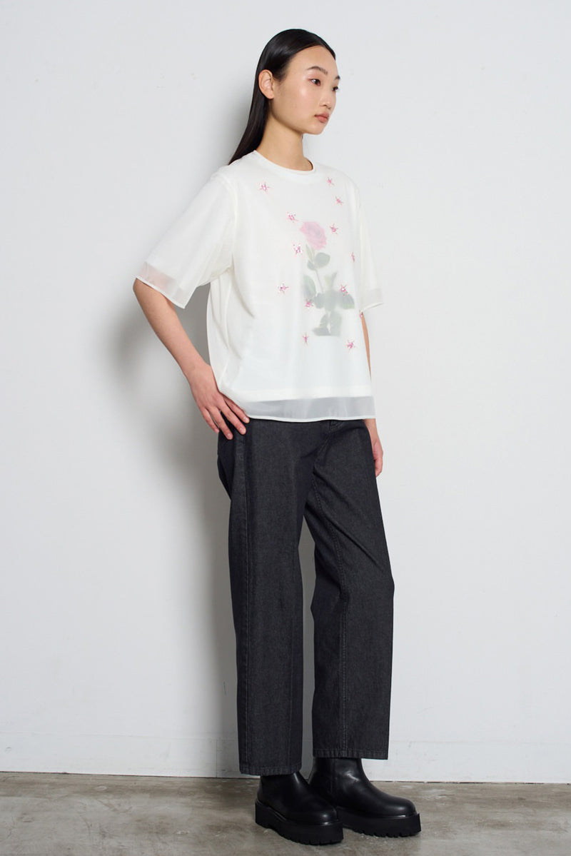 Ribbon Cotton Denim Pants