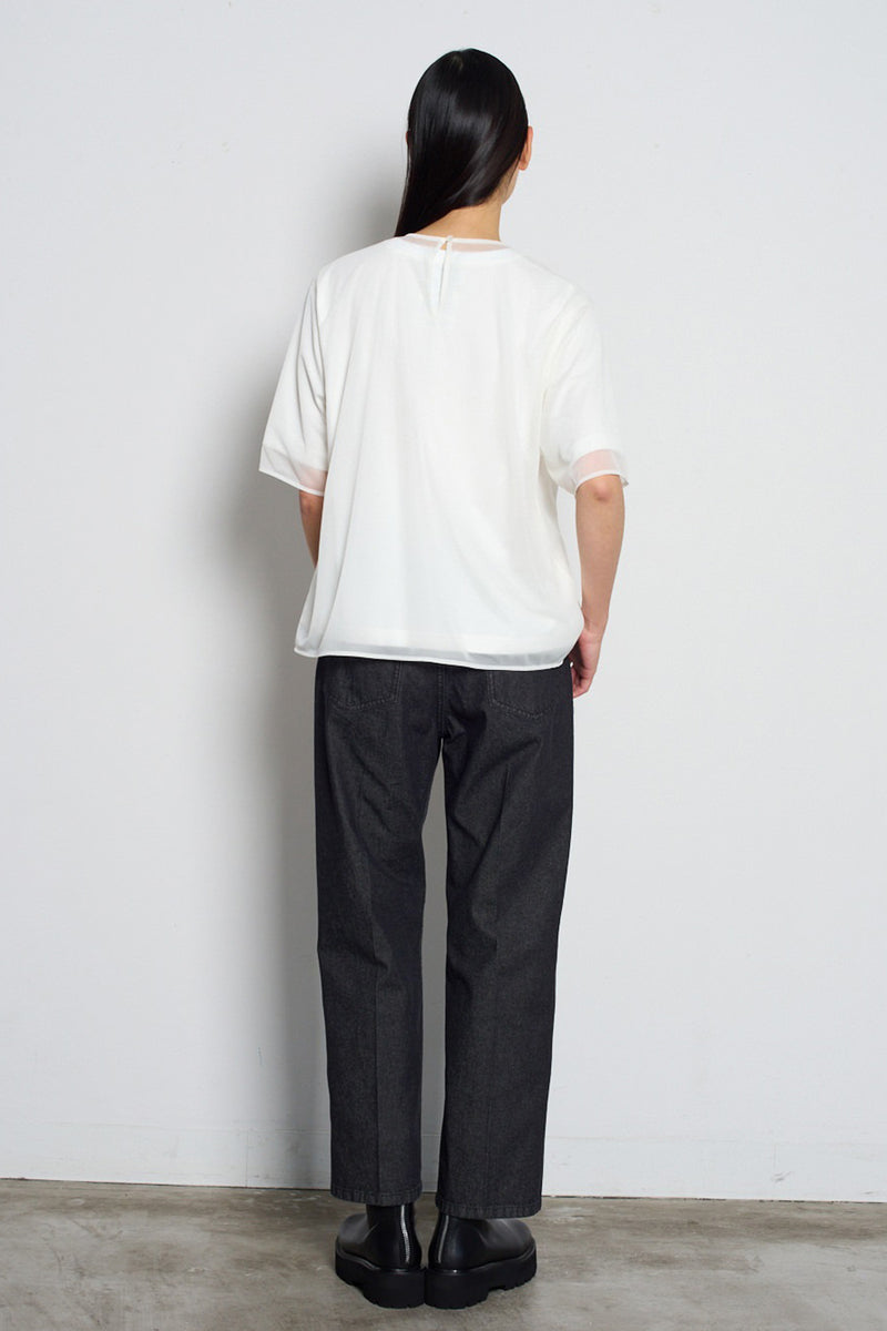 Ribbon Cotton Denim Pants