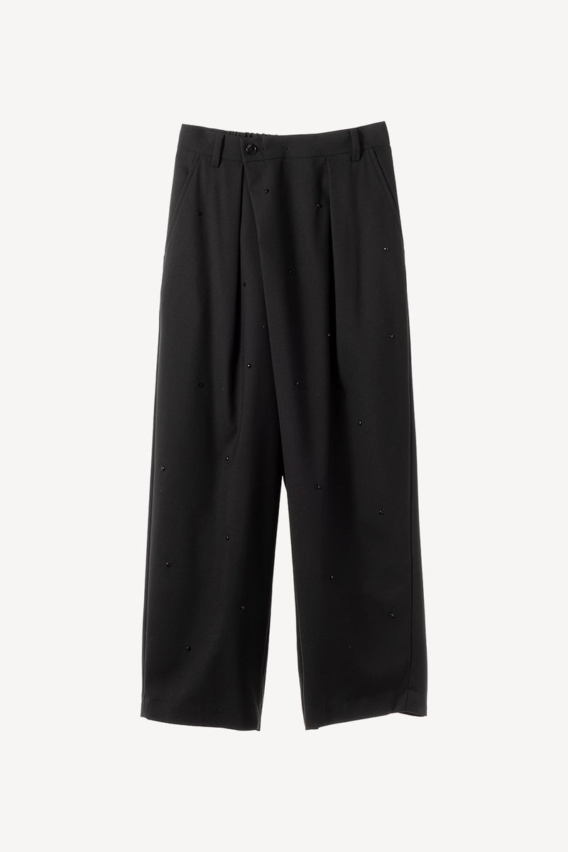 Beaded Wool-Blended Trousers