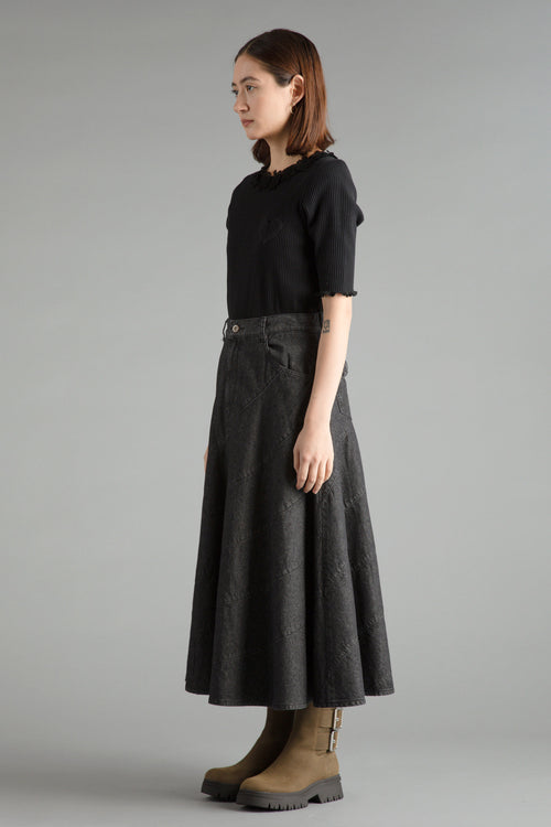Ribbon Denim Skirt