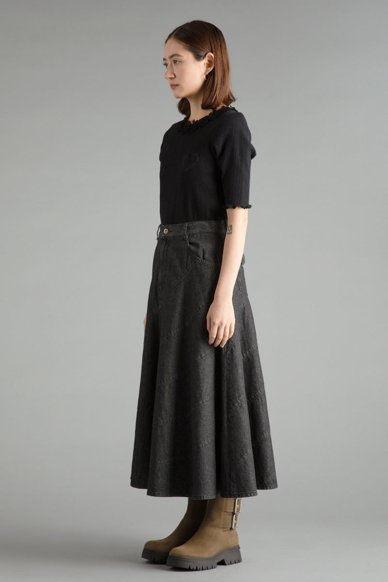Ribbon Denim Skirt
